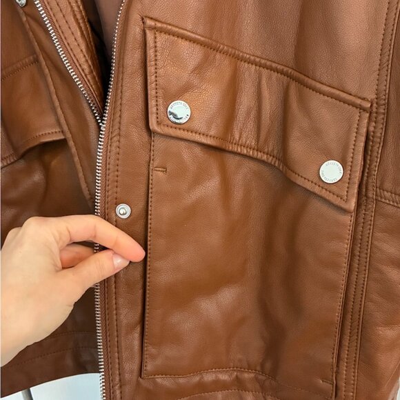 Kenneth Cole Faux Leather Bomber Jacket XS - Picture 5 of 6